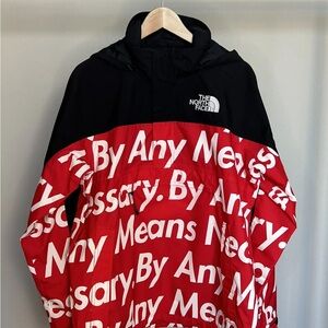 The North Face Bold Red and Black Windbreaker Jacket “By any means necessary”
